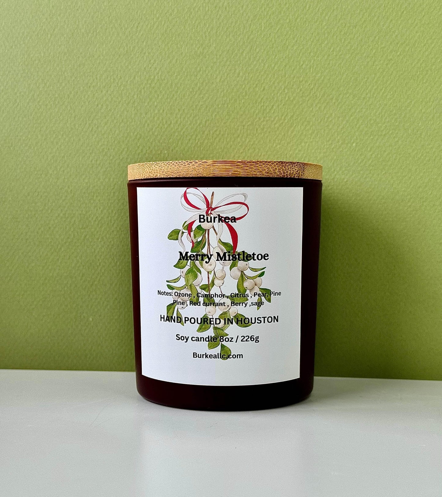 Merry Mistletoe 8 oz Soy Candle - BURKEA LLC