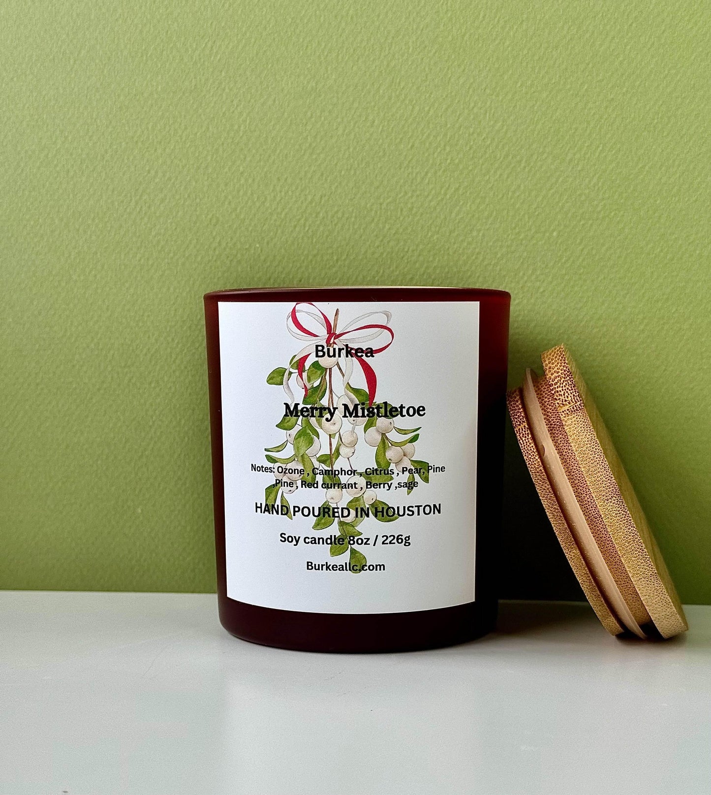 Merry Mistletoe 8 oz Soy Candle - BURKEA LLC