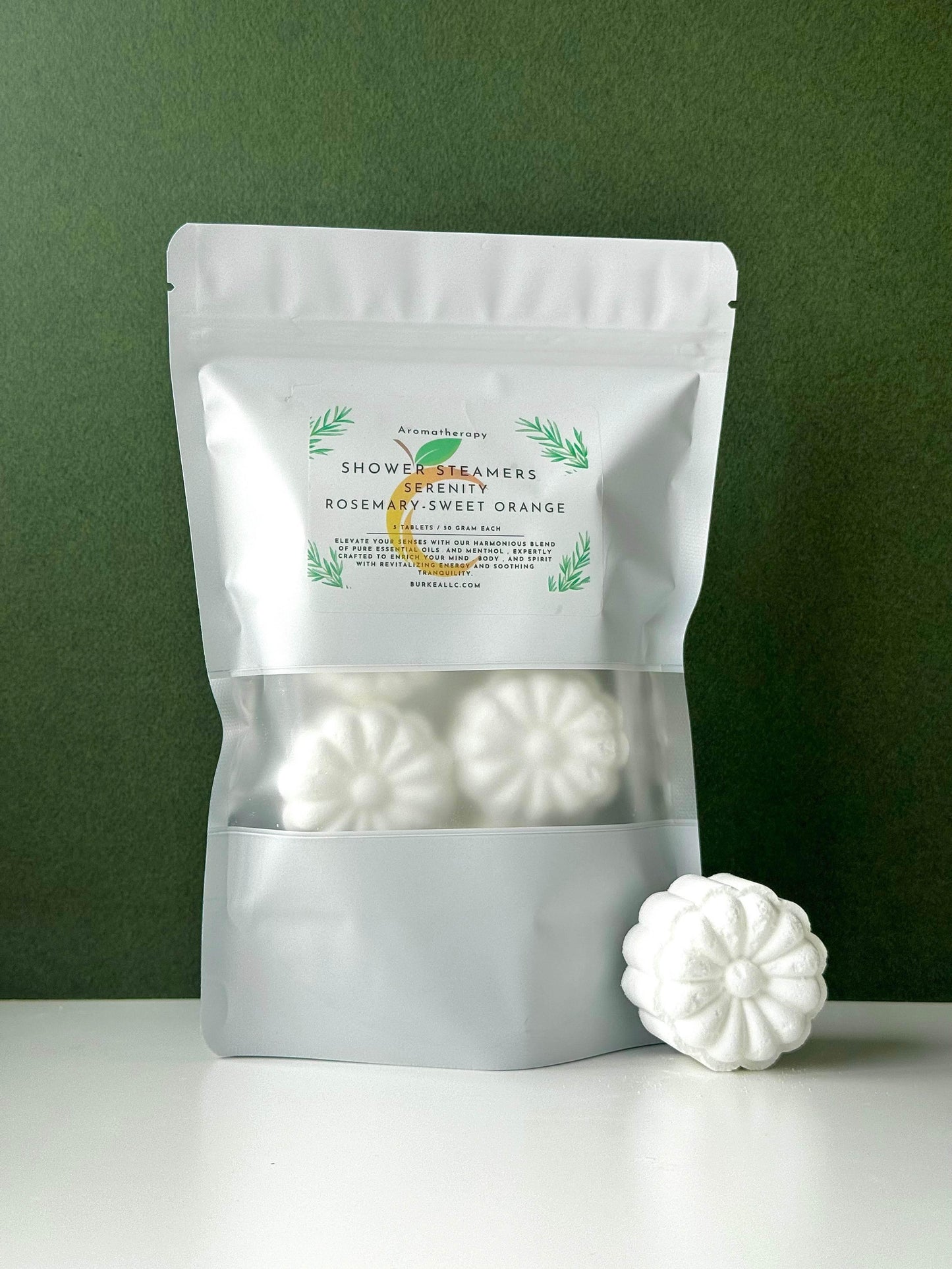 Serenity Rosemary -Sweet orange Shower Steamer 5 Tablets |50 grams each - BURKEA LLC