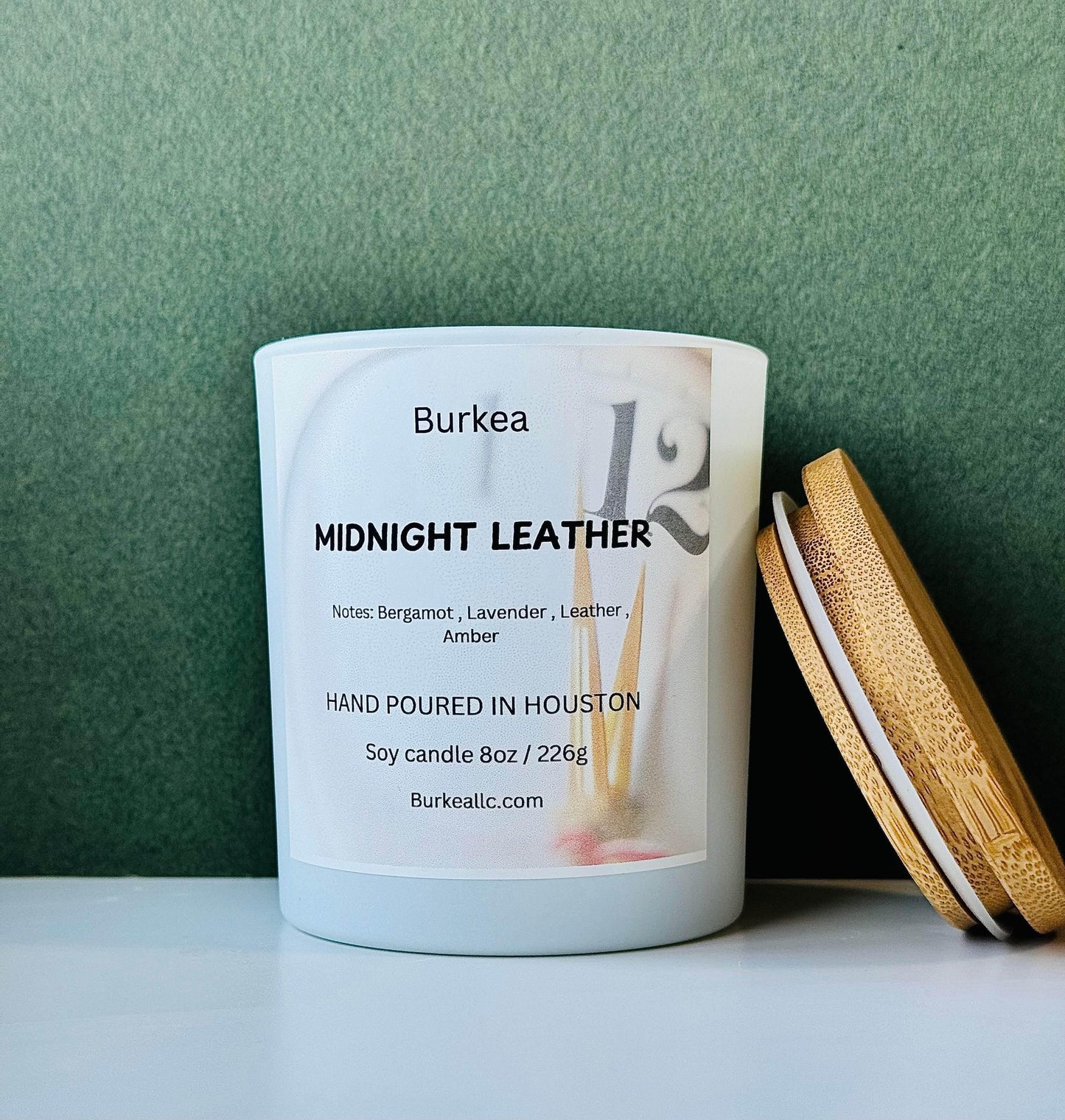 Midnight Leather 8oz Soy Candle - BURKEA LLC