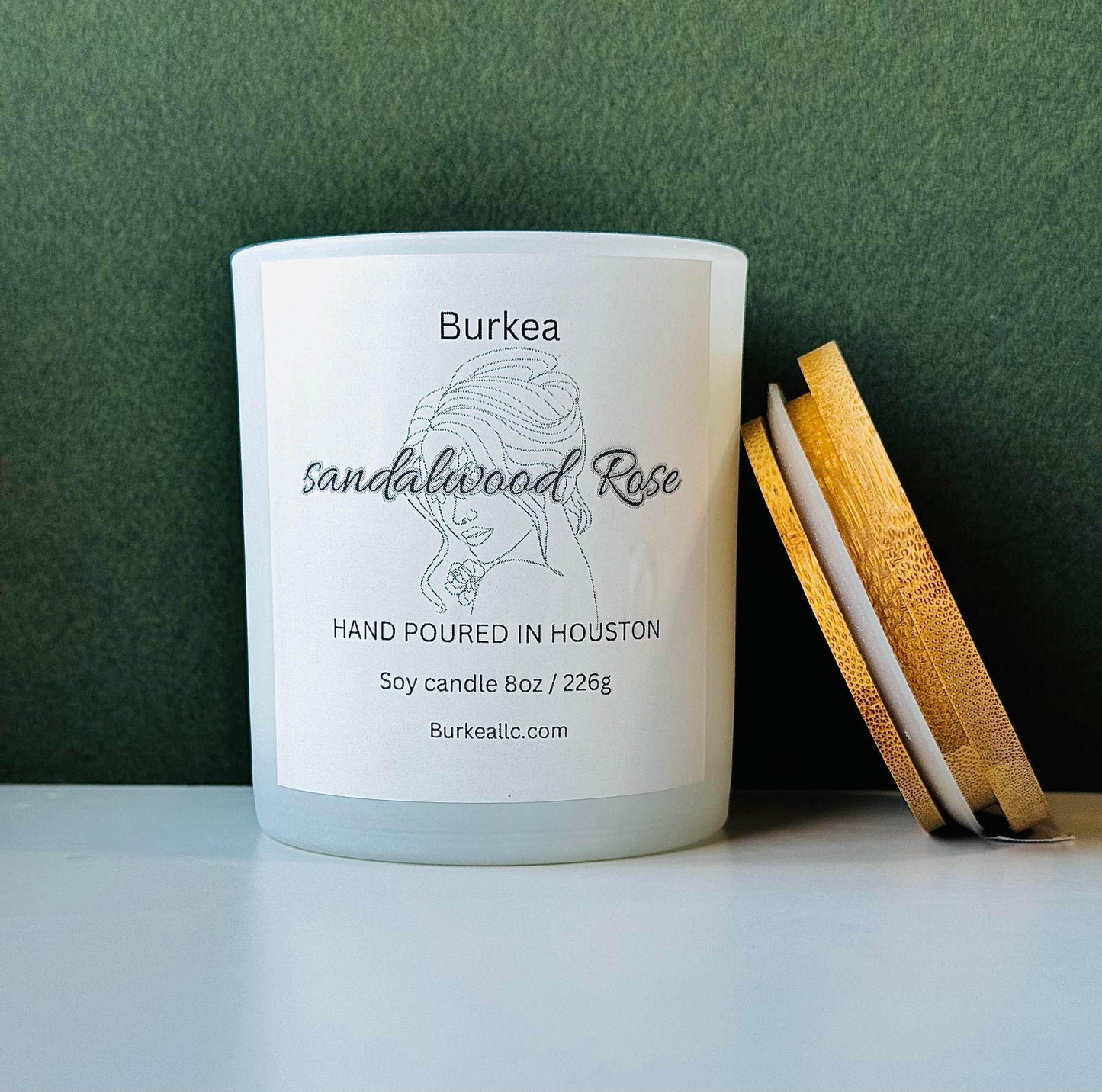 Sandalwood Rose 8oz soy candle - BURKEA LLC