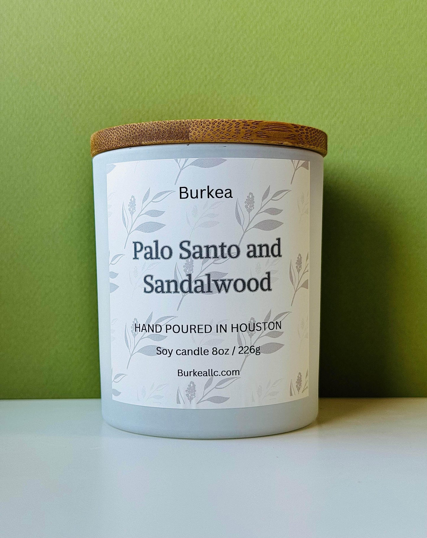 Palo Santo and Sandalwood 8oz soy candle - BURKEA LLC