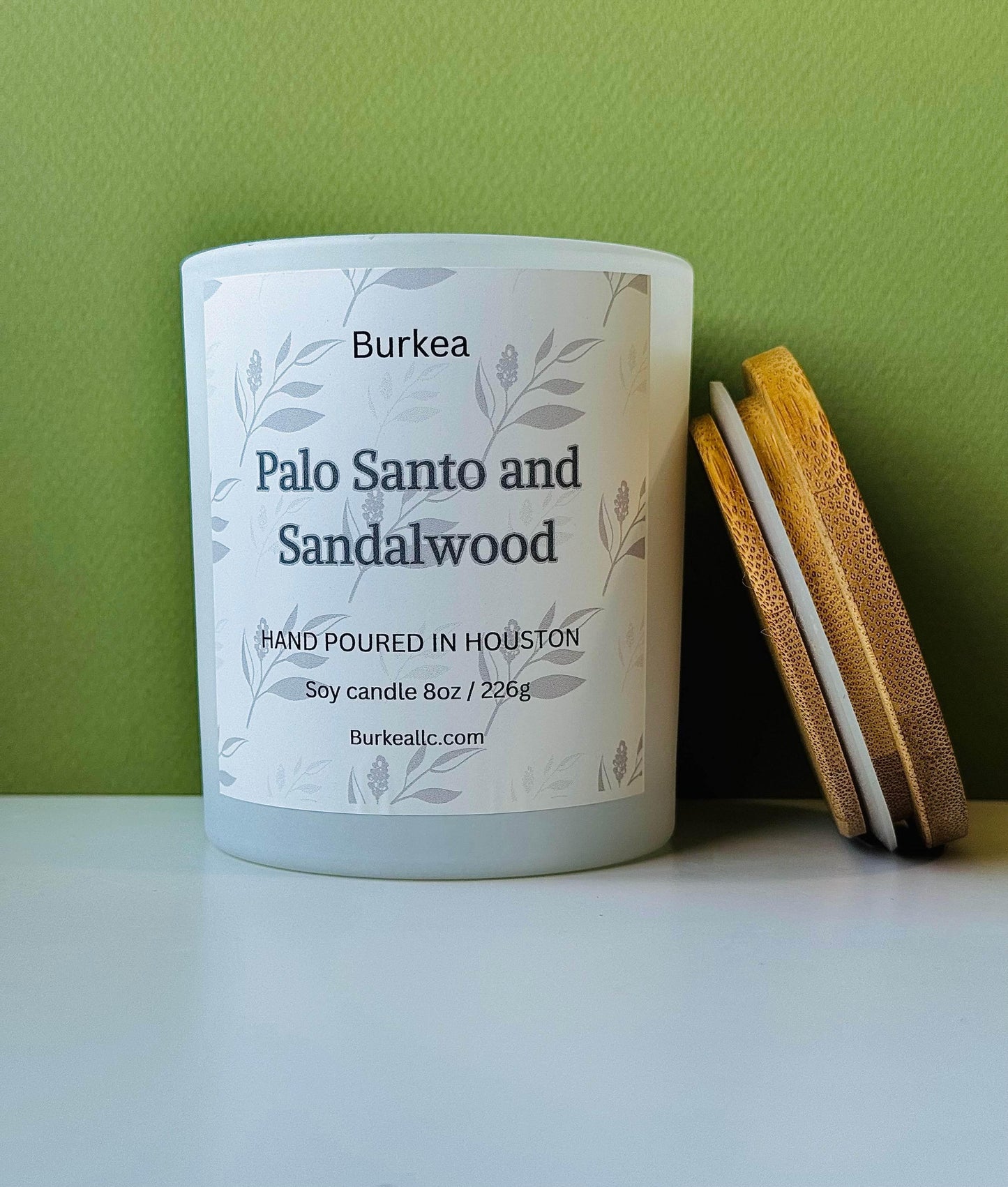 Palo Santo and Sandalwood 8oz soy candle - BURKEA LLC