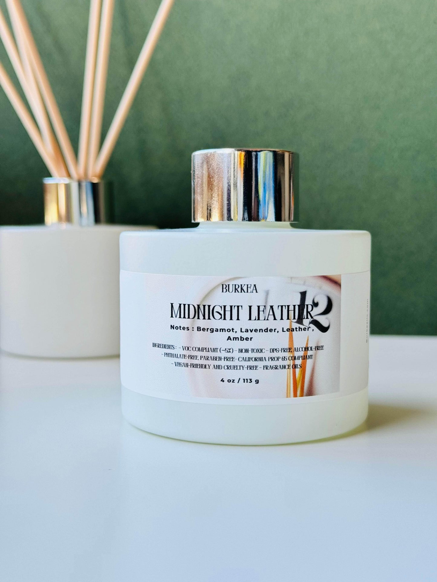 Midnight Leather Reed Diffuser 4oz | 113g - BURKEA LLC