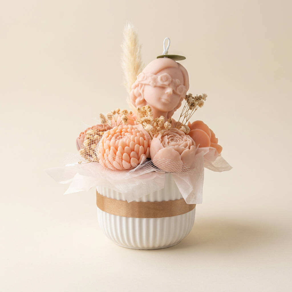 Bouquet con fondo marfil