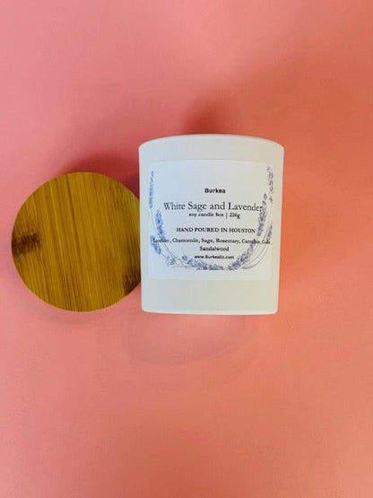 Withe Sage & Lavender Soy candle 8 oz - BURKEA LLC