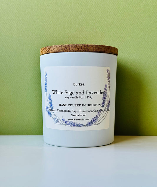 Withe Sage & Lavender Soy candle 8 oz