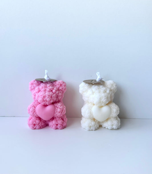 Heart Rose Bear Candle