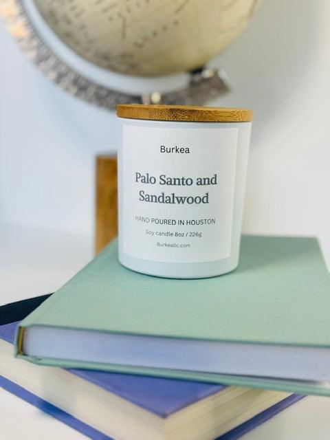 Palo Santo and Sandalwood 8oz soy candle - BURKEA LLC