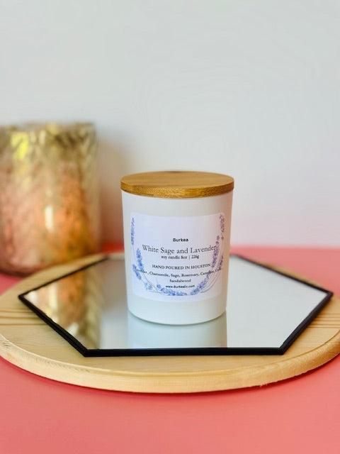 Withe Sage & Lavender Soy candle 8 oz - BURKEA LLC