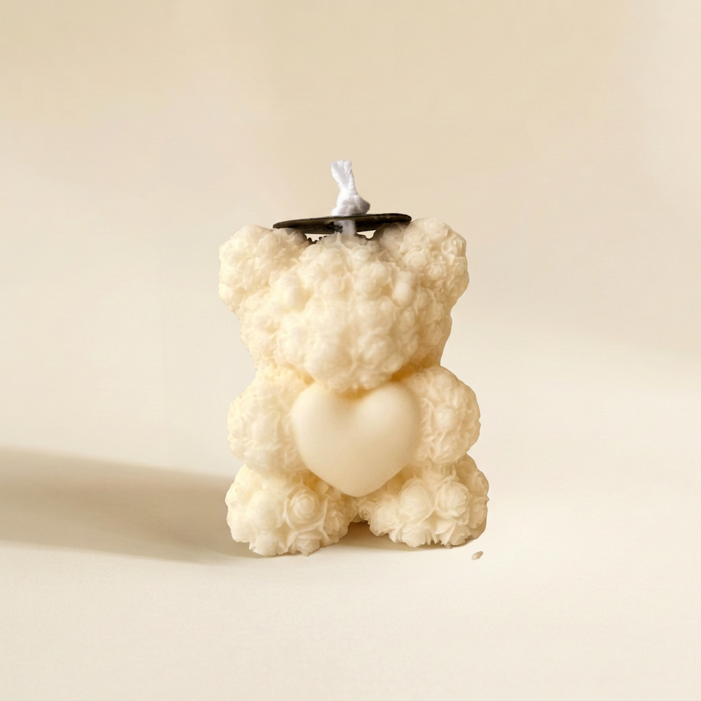 Oso blanco Heart Rose Bear sobre fondo marfil